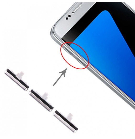 10x Boutons allumage + volume pour Samsung Galaxy S7 SM-G930 (Argent)