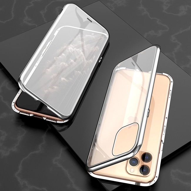 Magnetisch hoesje met gehard glas voor iPhone 11 Pro Max (Zilver) voor €16.95