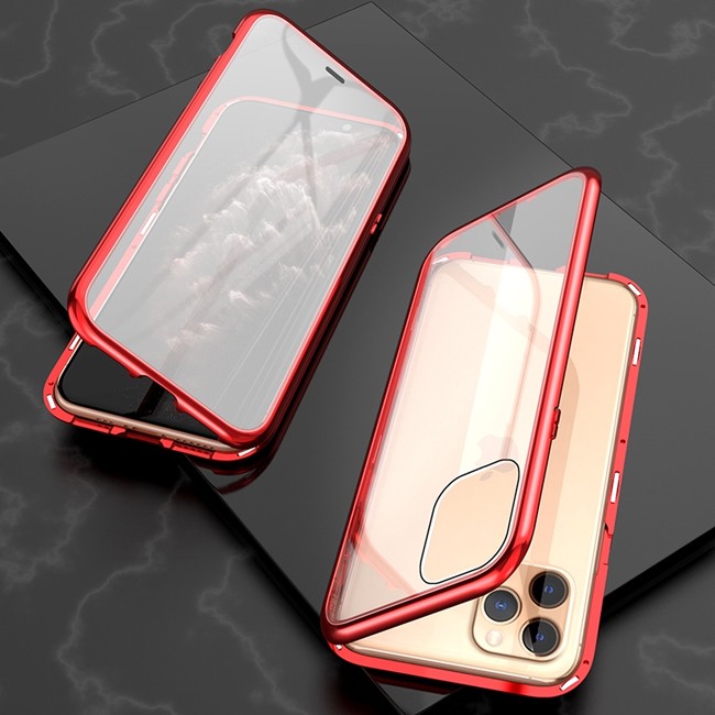 Coque magnétique avec verre trempé pour iPhone 11 Pro Max (Rouge) à €16.95