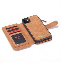 Coque portefeuille détachable en cuir pour iPhone 11 CaseMe (Marron) à €28.95