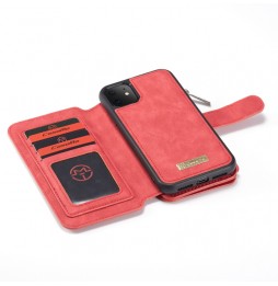 Abnehmbare Geldbörse Leder Hülle für iPhone 11 (Rot) für €28.95