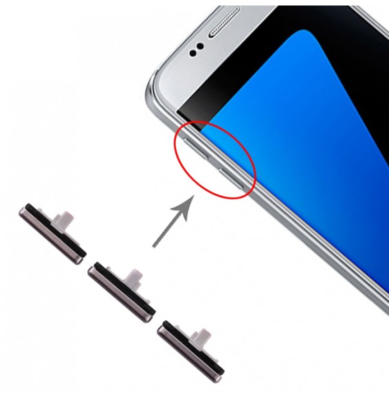 10x Boutons allumage + volume pour Samsung Galaxy S7 SM-G930 (Noir)