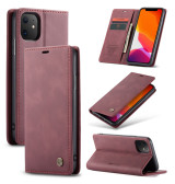 Leder Hülle mit Kartenfächern für iPhone 11 CaseMe (Wein)