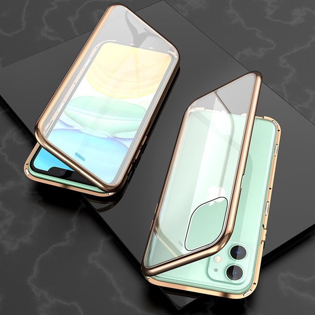 Magnetisch hoesje met gehard glas voor iPhone 11 (Goud) voor €16.95