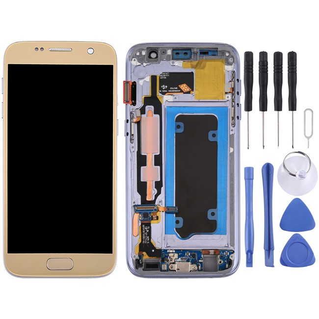 Original LCD Screen with Frame for Samsung Galaxy S7 SM-G930 (Gold) at 143,90 €