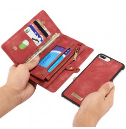 Abnehmbare Geldbörse Leder Hülle für iPhone 7/8 Plus CaseMe (Rot) für €29.95