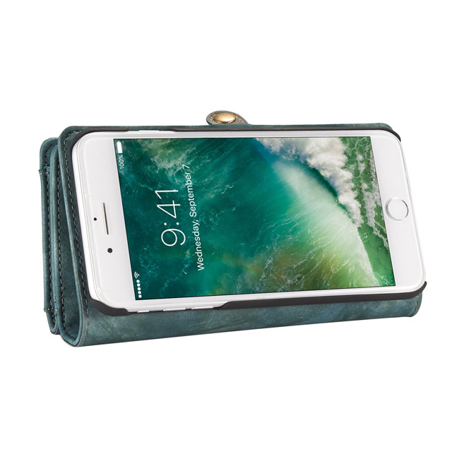 Abnehmbare Geldbörse Leder Hülle für iPhone 7/8 Plus CaseMe (Blau)