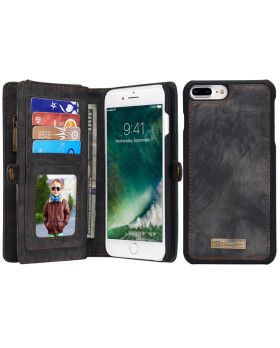 Abnehmbare Geldbörse Leder Hülle für iPhone 7/8 Plus CaseMe (Schwarz)