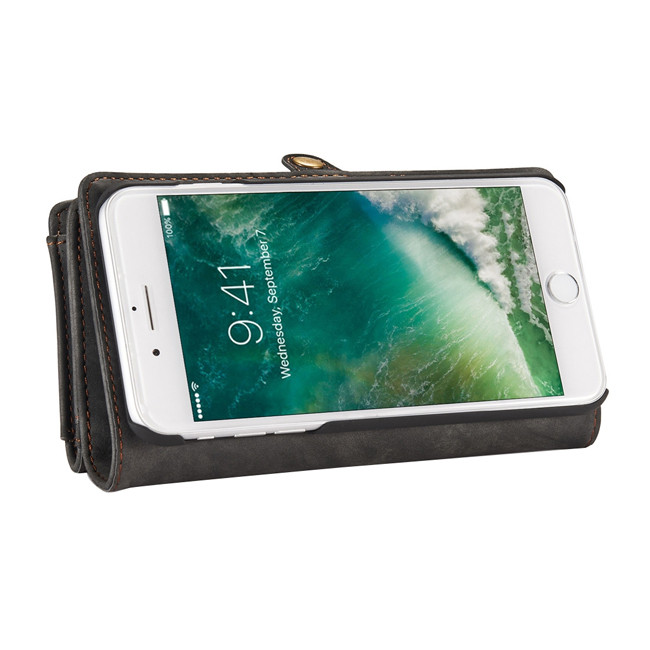Abnehmbare Geldbörse Leder Hülle für iPhone 7/8 Plus CaseMe (Schwarz)