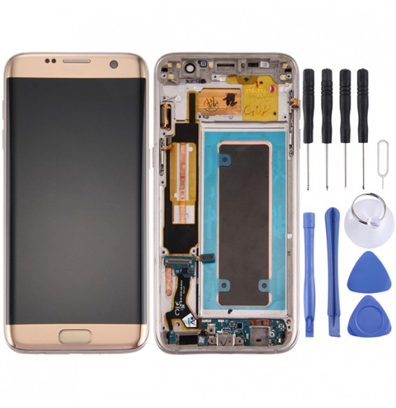 Original LCD Screen with Frame for Samsung Galaxy S7 Edge SM-G9350 (Gold) at 169,90 €