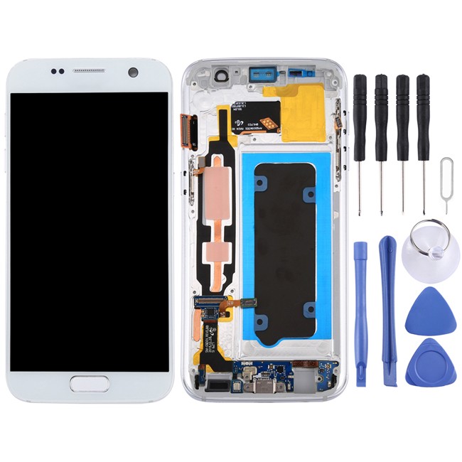 Original LCD Screen with Frame for Samsung Galaxy S7 SM-G930 (White) at 143,90 €