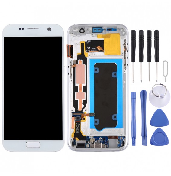 Original LCD Screen with Frame for Samsung Galaxy S7 SM-G930 (White)