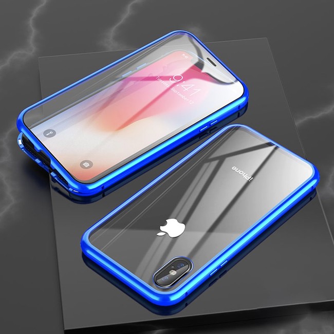 Magnetisch hoesje met gehard glas voor iPhone X/XS (Blauw) voor €16.95