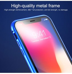 Magnetische Hülle mit Panzerglas für iPhone X/XS (Blau) für €16.95