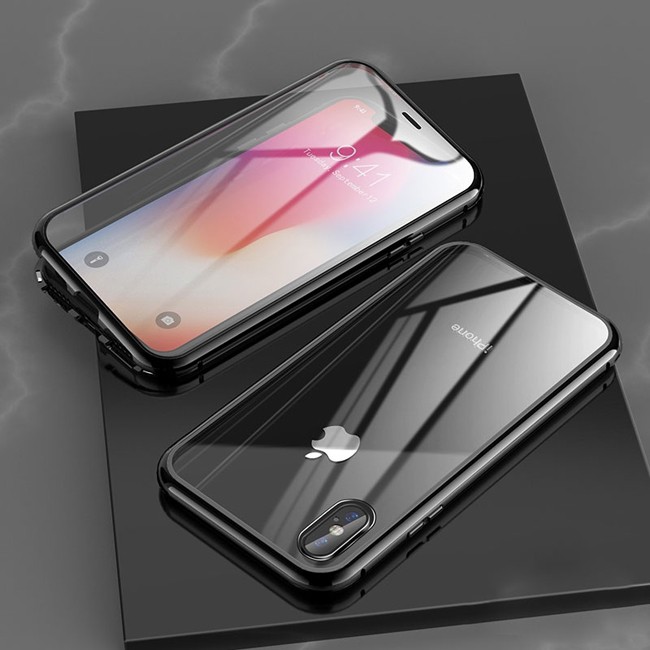 Magnetisch hoesje met gehard glas voor iPhone X/XS (Zwart) voor €16.95