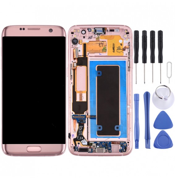 Original LCD Screen with Frame for Samsung Galaxy S7 Edge SM-G935A (Pink)