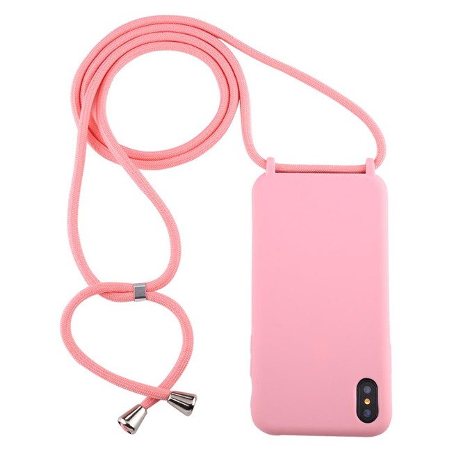Siliconen hoesje met koord voor iPhone X/XS (Roze) voor €14.95