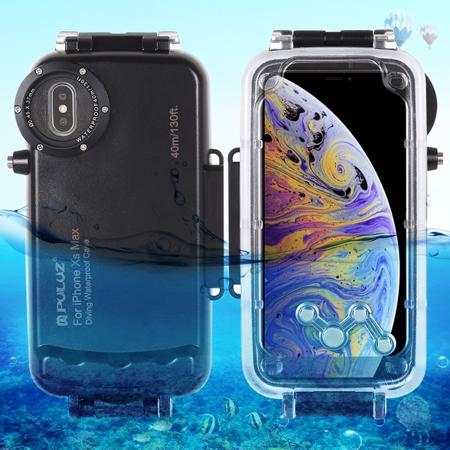 Boîtier de plongée sous-marine étanche pour iPhone XS Max 40m/130 pieds PULUZ (Noir) à €25.50