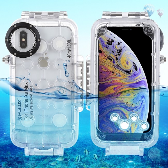 Boîtier de plongée sous-marine étanche pour iPhone XS Max 40m/130 pieds PULUZ (Transparent) à €25.50