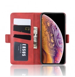 Coque en cuir avec fentes pour cartes pour iPhone XS Max (Rouge) à €15.95