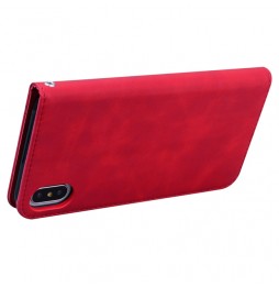 Leder Hülle mit Kartenfächern für iPhone XS Max (Rot) für €14.95