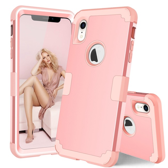 Shockproof Metal + Silicone Hybrid Case for iPhone XR (Rose Gold) at €15.95