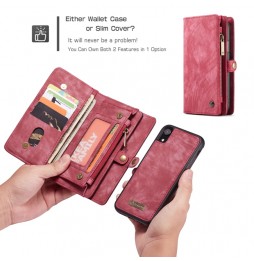 Leder Abnehmbare Geldbörse Hülle für iPhone XR CaseMe (Rot) für €28.95