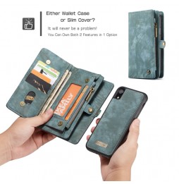Leder Abnehmbare Geldbörse Hülle für iPhone XR CaseMe (Blau) für €28.95