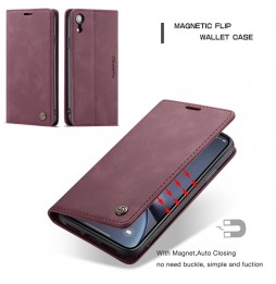 Magnetic Leather Case with Card Slots for iPhone XR CaseMe (Wine Red) at €15.95