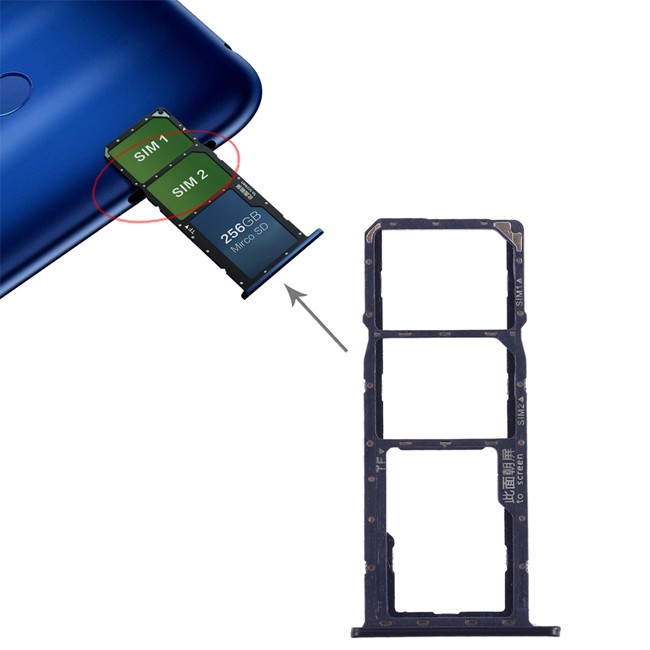 SIM + Micro SD kaart houder voor Huawei Honor 8C (Blauw) voor 5,20 €