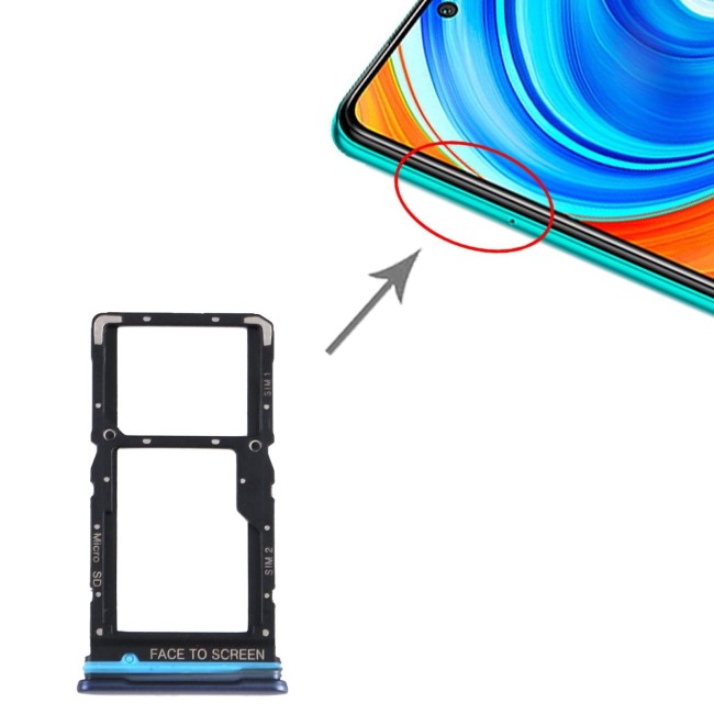 SIM + Micro SD kaart houder voor Xiaomi Redmi Note 9 Pro 5G M2007J17C (grijs) voor 14,26 €