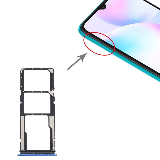 SIM + Micro SD kaart houder voor Xiaomi Redmi 9A (blauw) voor 8,50 €