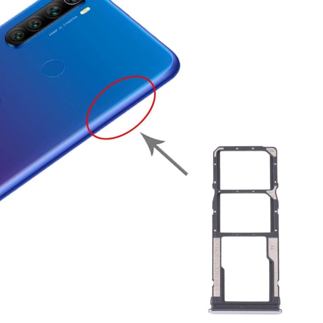 SIM + Micro SD Karten Halter für Xiaomi Redmi Note 8T / Redmi Note 8 (Silber) für 8,50 €
