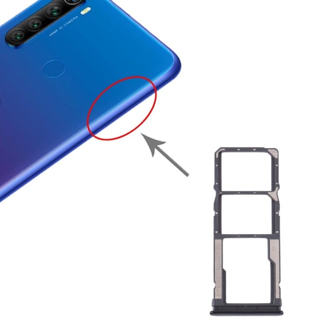 SIM + Micro SD kaart houder voor Xiaomi Redmi Note 8T / Redmi Note 8 (zwart) voor 8,50 €