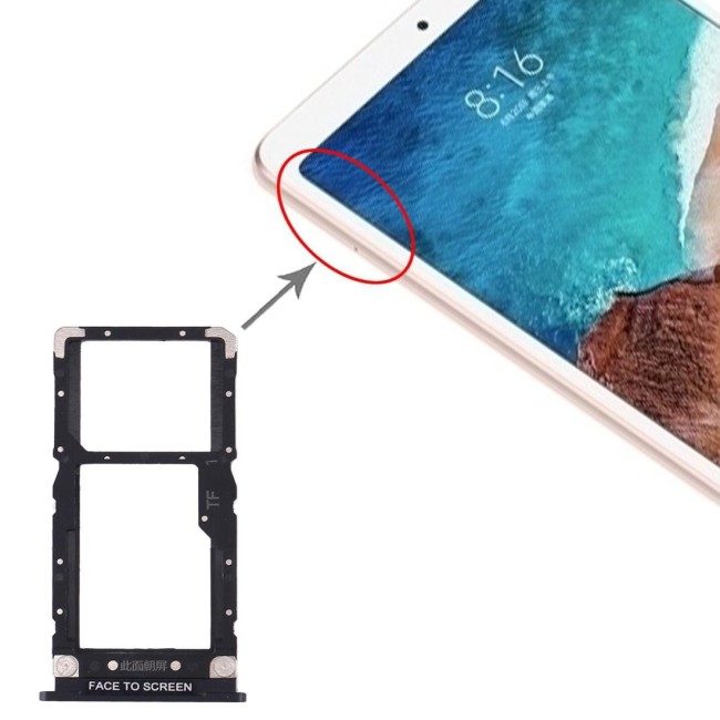 SIM Card Tray + Micro SD Card Tray for Xiaomi Mi Pad 4 (Black) at 8,50 €