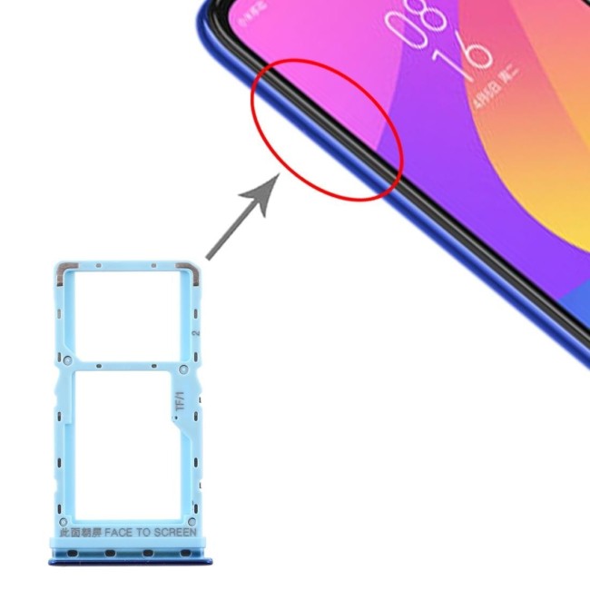 SIM + Micro SD Card Tray for Xiaomi Mi A3 (Blue) at 7,90 €