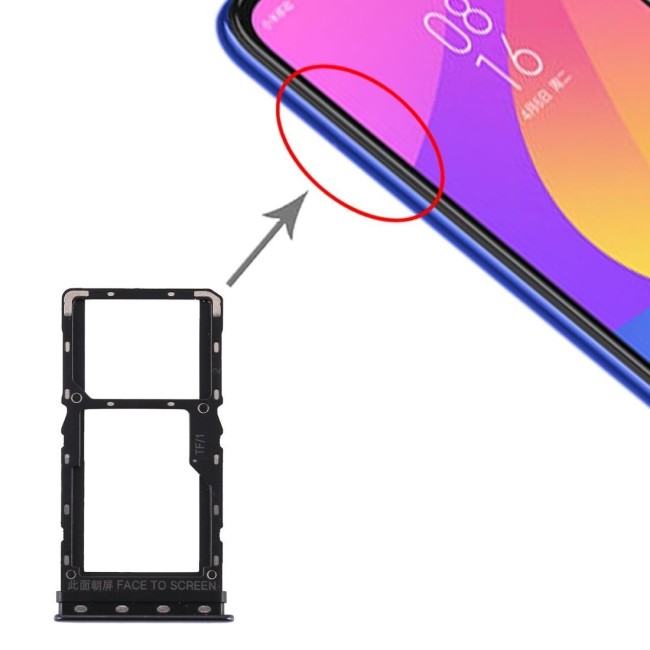 SIM + Micro SD Card Tray for Xiaomi Mi A3 (Black) at 7,90 €