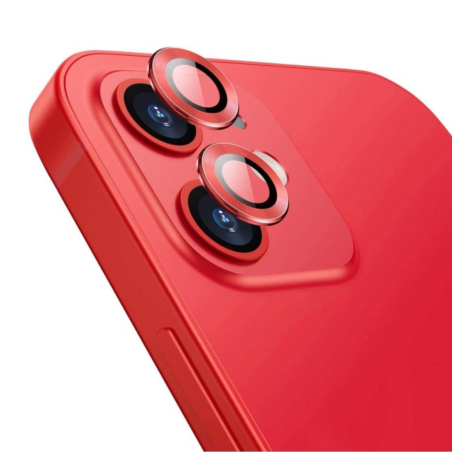 Aluminium + gehard glas camera protector voor iPhone 12 / 12 Mini (Rood) voor €13.45