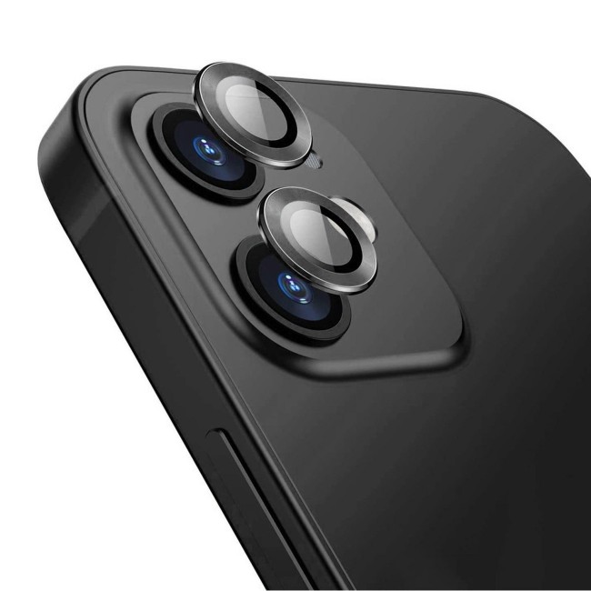 Aluminium + gehard glas camera protector voor iPhone 12 / 12 Mini (Zwart) voor €13.45