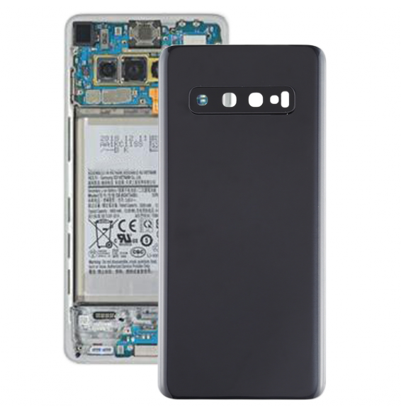 Cache arrière avec lentille pour Samsung Galaxy S10 SM-G973 (Noir)(Avec Logo)