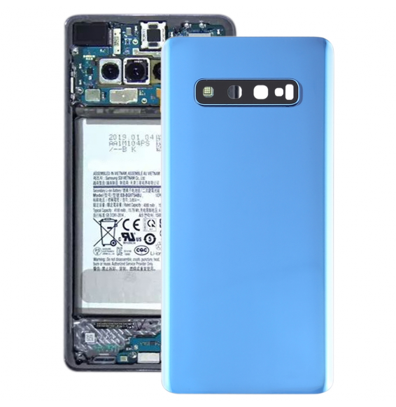 Cache arrière avec lentille pour Samsung Galaxy S10+ SM-G975 (Bleu)(Avec Logo)