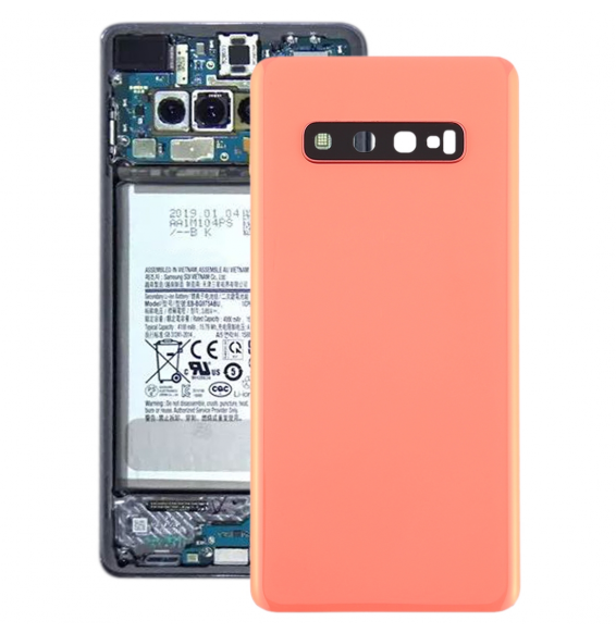 Battery Back Cover with Lens for Samsung Galaxy S10+ SM-G975 (Pink)(With Logo)