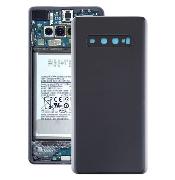 Battery Back Cover with Lens for Samsung Galaxy S10+ SM-G975 (Black)(With Logo)