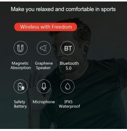 Écouteurs intra-auriculaires magnétiques pour sports sans fil Bluetooth 5.0 Lenovo X1 (rouge) à 40,60 €