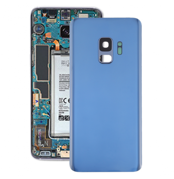 Cache arrière avec lentille pour Samsung Galaxy S9 SM-G960 (Bleu)(Avec Logo)