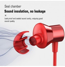 Écouteurs filaires intra-auriculaires haute qualité sonore Lenovo HF130 (Rouge) à €15.95