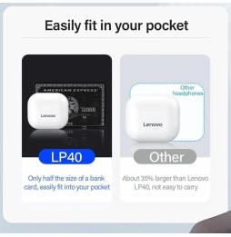 Lenovo LivePods LP40 TWS Bluetooth-Kopfhörer mit Ladebox, Unterstützung für HD-Anrufe und Siri für 22,49 €