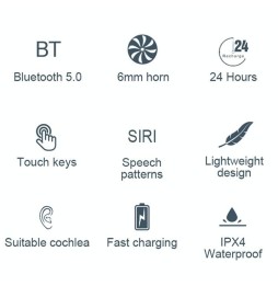 Écouteurs sans fil Bluetooth 5.0 Touch Lenovo X18 avec boîtier de chargement, fonction appel et Siri (noir) à 42,42 €