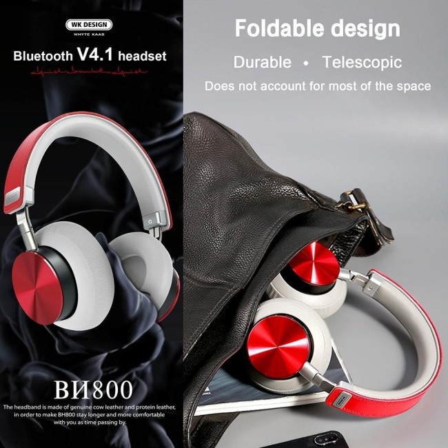 Faltbare kabellose Kopfhörer WK BH800 Bluetooth 4.1, Anruffunktion für 138,61 €