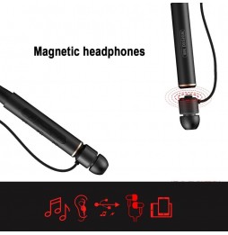 WK Ling Yue Series BD550 Bluetooth 4.1 Neck-mounted Magnetic Adsorption Wired Control Earphone, Support Calls (Black) at 39,05 €